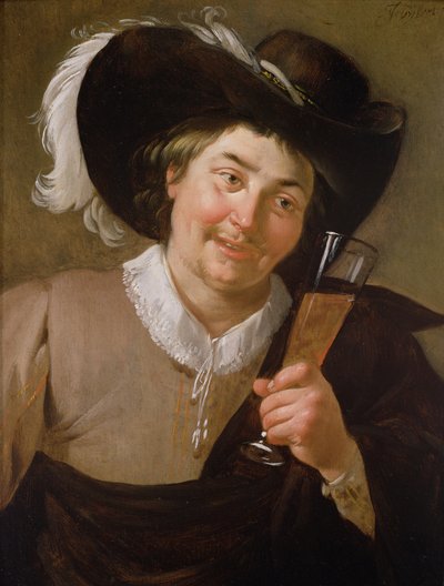 Şarap Kadehi Tutan Bir Adamın Portresi by Jan van Bijlert or Bylert