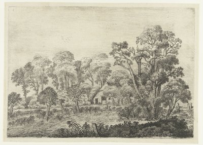 Bir gölet tarafından bir çiftlik ile manzara Manzaralar (dizi başlığı) by Jan van Brosterhuyzen