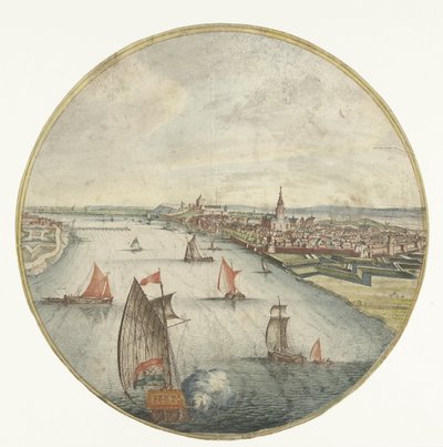 Waal ve Valkhof Kalesi ile Nijmegen manzarası by Jan van Call (I) (attributed to)