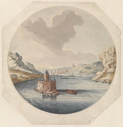 Kaub yakınlarındaki Pfalzgrafenstein Kalesi'nin görünümü by Jan van Call (I)