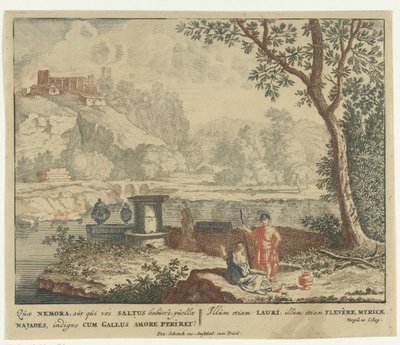 Kurbanlık bir sunakta dua eden adam Virgil'in şiir koleksiyonu Bucolica'dan sahneler (serinin adı) by Jan van Call (I)