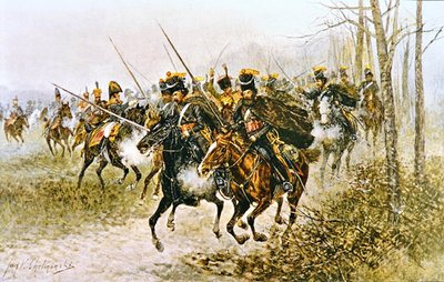 Napolyon ve ekibi Kazaklar tarafından şaşırttı (kağıt üzerinde aquarelle) by Jan van Chelminski