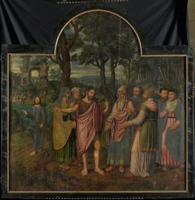 Vaftizci Yahya, Ferisileri uyarıyor, bir triptiğin orta paneli by Jan van Coninxloo (II)