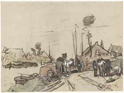 Bir kanalda arabaları boşaltma by Jan van Essen