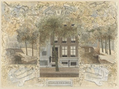 Prinsengracht ve Keizersgracht üzerindeki köprülerle çevrili Leliegracht'taki ev by Jan van Essen