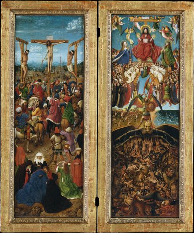 Çarmıha Gerilme; Son Yargı, c.1440-41 (tahtadan aktarılmış tuval üzerine yağlıboya) by Jan van Eyck