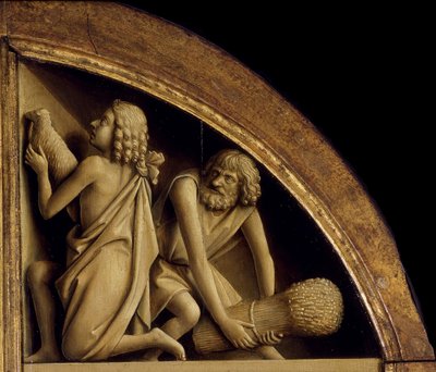 Ghent Altarpiece. Mistik Kuzuya Tapınma: Cain ve Abel