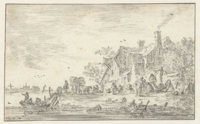 Bir nehir kıyısında çiftlik by Jan van Goyen