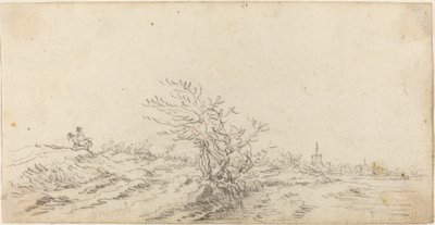 Kum tepelerinin arasında atlı by Jan van Goyen