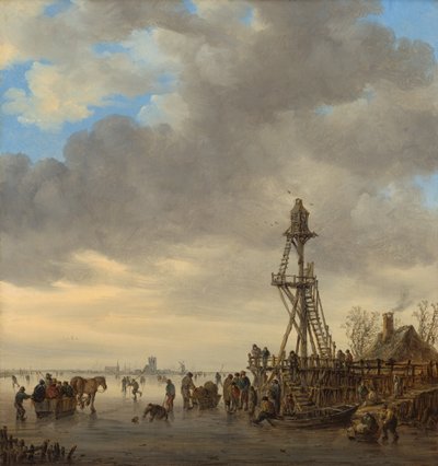 Ahşap Gözlem Kulesi Yakınındaki Buz Manzarası by Jan van Goyen