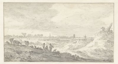 Bir kumul üzerinde rakamlarla manzara by Jan van Goyen