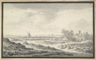 Ön planda kum tepeleri olan bir nehir manzarası by Jan van Goyen