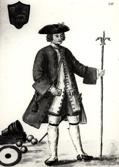 Venedik Arsenalinden bir Bombista (kağıt üzerine sulu boya) (s/b fotoğraf) by Jan van Grevenbroeck