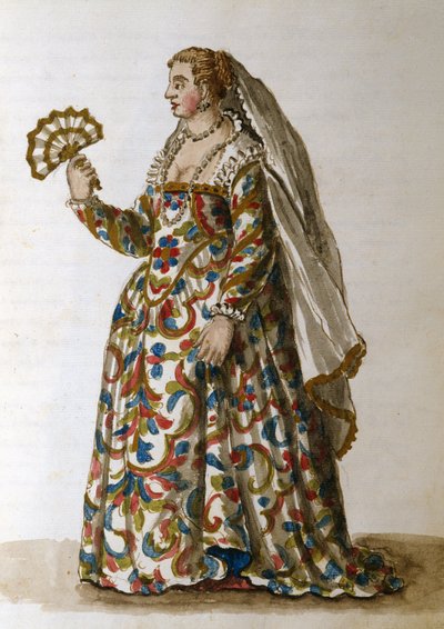 Gece elbisesi giymiş bir beyefendi, bir devlet adamının karısı (kağıt üzerinde kalem-mürekkep ve wc) by Jan van Grevenbroeck