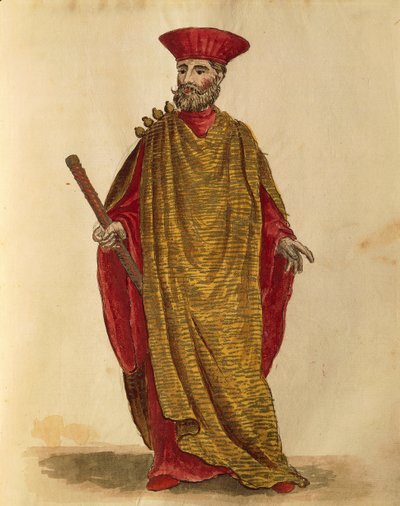 Capitano Generale Da Mar (Donanma Kaptanı), Serenissima Venedik Cumhuriyeti, Jan van Grevenbroeck veya Giovanni Grevembroch (1731-1807), Gli Donne de Veneziani, resimli kostüm kitabından, suluboya by Jan van Grevenbroeck
