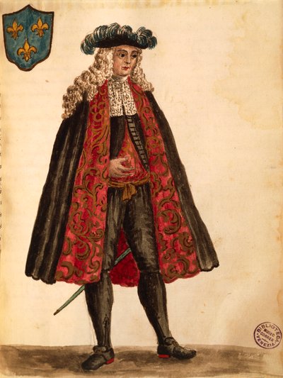 Fransız büyükelçisi, Jan van Grevenbroeck veya Giovanni Grevembroch (1731-1807), Gli Abiti de Veneziani, resimli kostüm kitabından, suluboya by Jan van Grevenbroeck