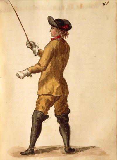 Binici kostümlü beyefendi, Jan van Grevenbroeck veya Giovanni Grevembroch (1731-1807), Gli Abiti de Veneziani, resimli kostüm kitabından, suluboya by Jan van Grevenbroeck