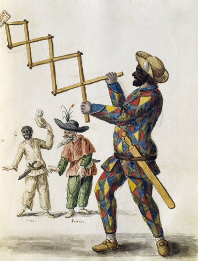 Harlequin, Venedik giysilerinden suluboya, hemen hemen her yaştan, Jan van Grevenbroeck veya Giovanni Grevembroch (1731-1807), İtalya tarafından 18. yüzyılda özenle toplanmış ve boyanmıştır. by Jan van Grevenbroeck