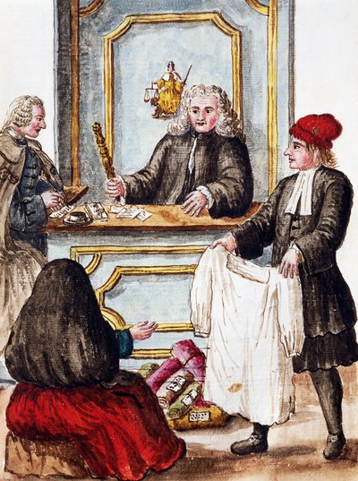 Rehin dükkanı, Jan Grevenbroeck (1731-1807), suluboya, İtalya tarafından hazırlanan Venedik kostümlerinin Illustrated kitabından illüstrasyon by Jan van Grevenbroeck