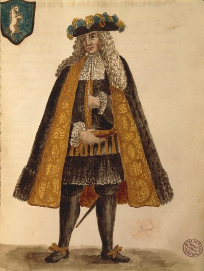 Sardunya elçisi, Jan van Grevenbroeck veya Giovanni Grevembroch (1731-1807), Gli Abiti de Veneziani, resimli kostüm kitabından, suluboya by Jan van Grevenbroeck