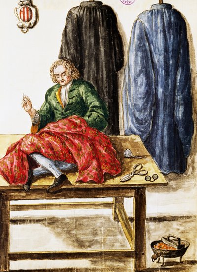 Terzi dükkanı, Jan van Grevenbroeck (1731-1807) tarafından Dress of Venice el yazması, İtalya by Jan van Grevenbroeck