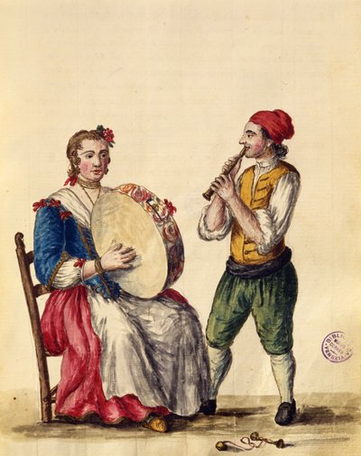 Venedikli Müzisyen (kağıt üzerine kalem & mürekkep ve wc) by Jan van Grevenbroeck