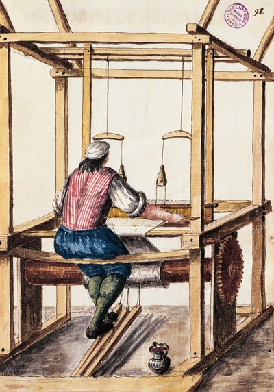 Weaver, Venedikliler el yazmasının elbisesinden Jan van Grevenbroeck (1731-1807) çizimi, İtalya by Jan van Grevenbroeck