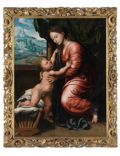 Çocuklu Bakire (panel üzeri yağlı boya) by Jan van Hemessen