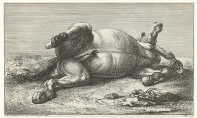 Sol tarafta yatan düşmüş at Düşmüş atlar (seri başlığı) by Jan van Huchtenburg