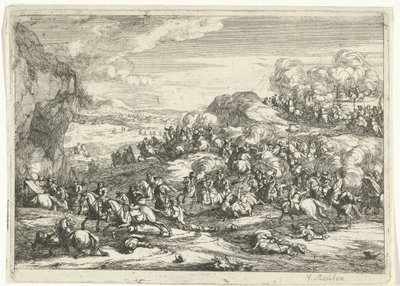 Binicilik savaşı ile manzara Manzaralar (dizi başlığı) by Jan van Huchtenburg