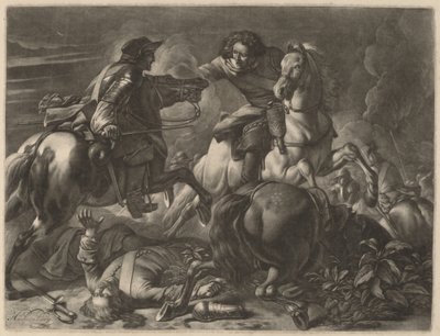 İki Dövüşen Atlı by Jan van Huchtenburgh