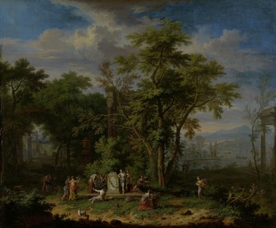 Tören Kurbanı Olan Arkadya Manzarası Kurban Bayramı ile Arkadya Manzarası by Jan van Huysum