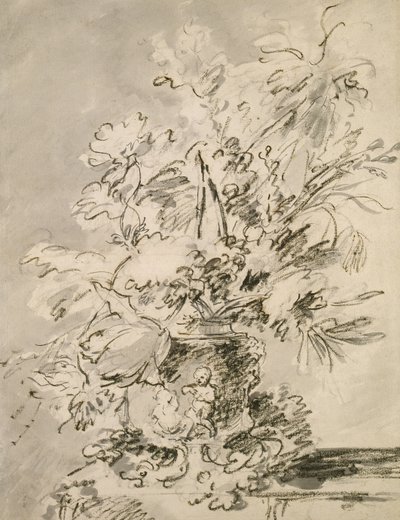 Bir Vazoda Çiçekler (kağıt üzerine kömür ve hint mürekkebi) by Jan van Huysum