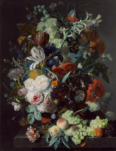 Çiçekler ve Meyve ile Natürmort by Jan van Huysum
