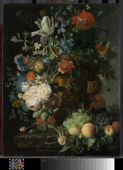 Çiçekler ve Meyve ile Natürmort by Jan van Huysum