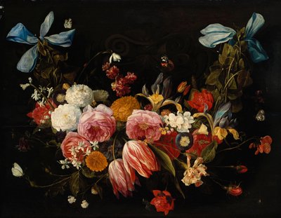 Güller, Laleler, Yıldızçiçekleri ve Diğer Çiçeklerden Bir Swag by Jan van Kessel