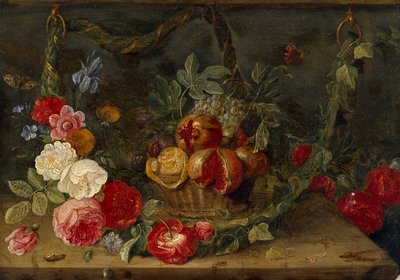 Meyve Sepetli Dekoratif Natürmort Kompozisyon, 17. Yüzyılın Ortası by Jan van Kessel