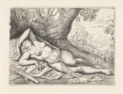 Manzara içinde uyuyan Diana by Jan van Neck