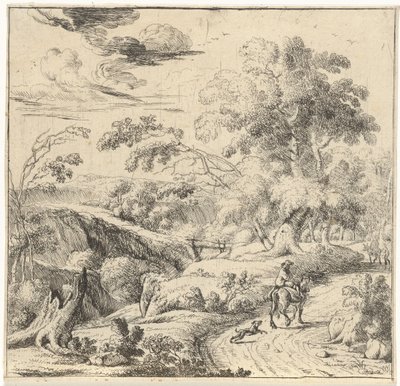 Bir eşek binicisi ile manzara by Jan van Nickelen