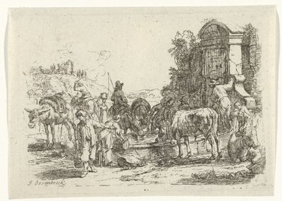 Bir kuyuda sığır içmek by Jan van Ossenbeeck