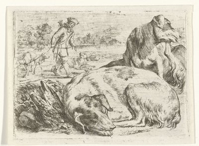Köpekleri ile avcı by Jan van Ossenbeeck