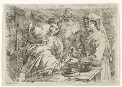 Bir müşteri ile falcı by Jan van Ossenbeeck