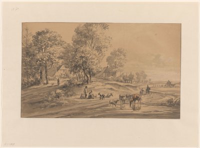 Çiftçiler ve çiftlik hayvanları ile manzara by Jan van Ravenswaay
