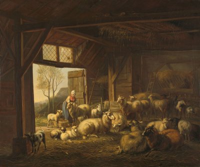 Ahırda Koyun ve Keçi by Jan van Ravenswaay