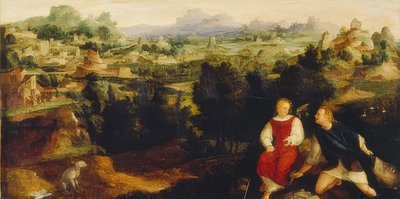 Bir manzarada melekle Tobias. 1521 by Jan van Scorel