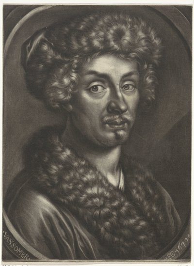 Kürk şapkalı bir adamın portresi by Jan van Somer