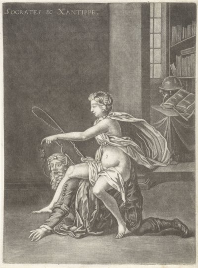 Sokrates karısı tarafından alay edildi Sokrates ve Xanthippe (nesne üzerindeki başlık) by Jan van Somer