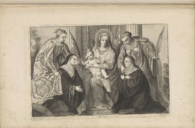 İsa Çocuklu Meryem, Aziz Lucia, İskenderiyeli Aziz Catherine ve İki Kurucu by Jan van Troyen