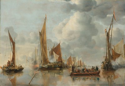 Devlet Mavnasını Selamlayan Ana Filo by Jan van de Cappelle