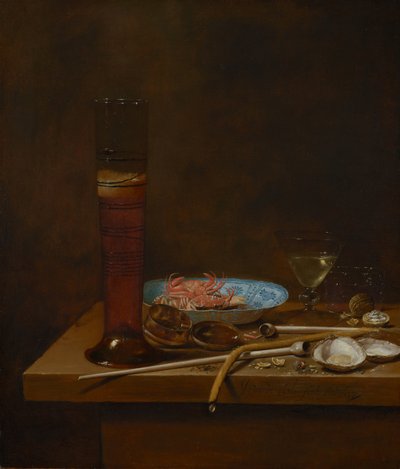 Sigara kapları ve yengeçler ile natürmort, 1657 by Jan van de III Velde